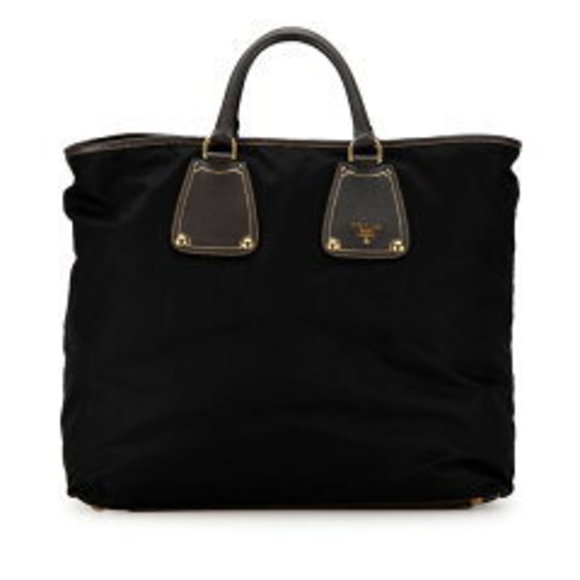 Prada Tote Bag Black Nylon Saffiano Leather - Picture 1 of 4